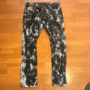 Copper Rivet Men's Skinny Tie-Dye Style Jeans in Black, White & Blue